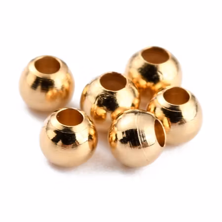 Småttisar, 24K guld, 2mm, runda mellandelar (50st)