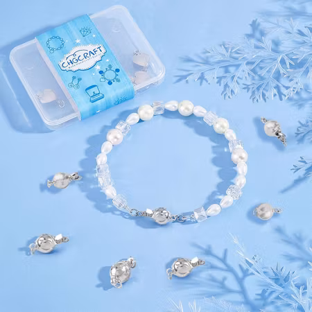 Ask med Runda Låsklämmor, mässing, platinum, box clasp (12st)