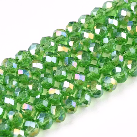 Sträng slipade rondeller, glaspärlor, green, 3,5mm (ca 110st)