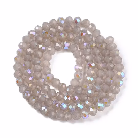 Sträng slipad jadeimitation, elektropläterad, grå, 4mm (ca 110st)