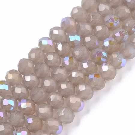 Sträng slipad jadeimitation, elektropläterad, grå, 4mm (ca 110st)
