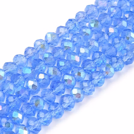 Sträng slipade rondeller, glaspärlor, blue, 3,5mm (ca 110st)