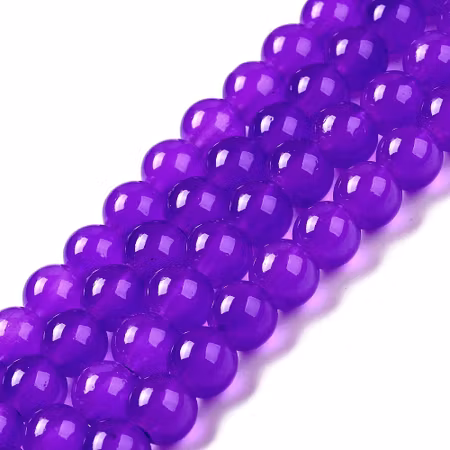 Sträng med glaspärlor, Jadeimitation, dark violet, 8,5mm (100st)