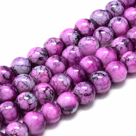 Sträng med glaspärlor, swirl, violet pop, 8mm (100st)