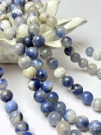 Sträng, pärlor av naturlig Sodalite, äkta kristall, 8mm (45st)