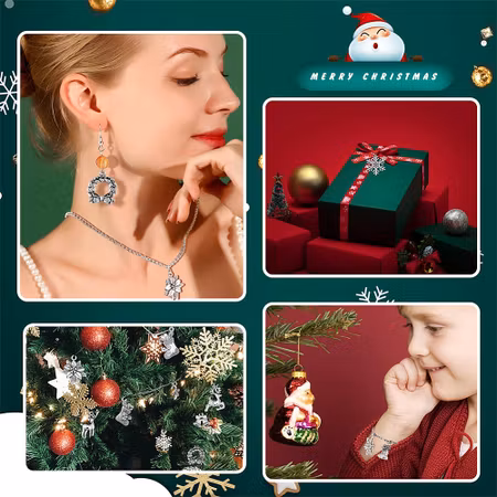 Berlocker av blandmetall, tema jul, antik silver (10st)