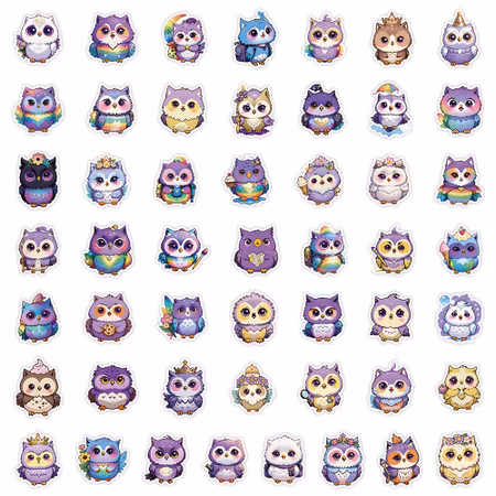 Klistermärke i tåligt pvc, uggla, 10st