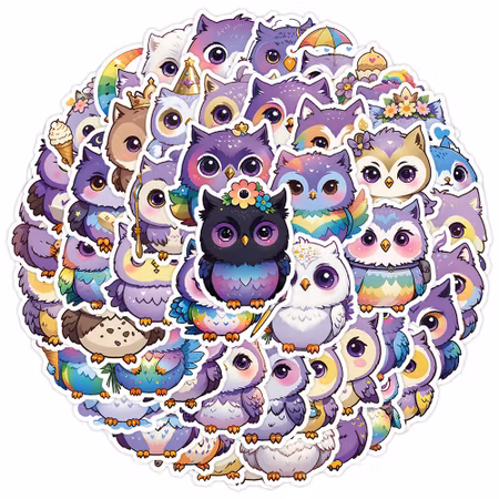 Klistermärke i tåligt pvc, uggla, 10st