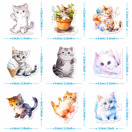 Klistermärke i tåligt pvc, katt, 10st