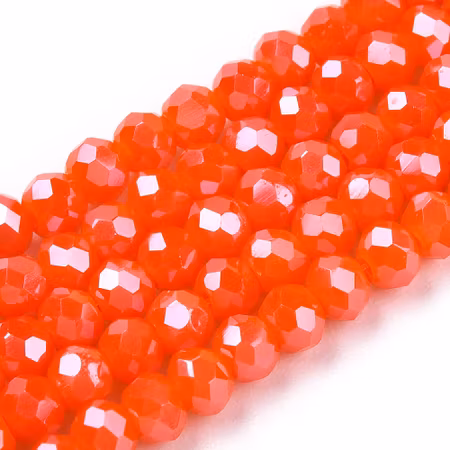 Sträng slipade glasrondeller, knallorange, 3mm (ca 145st)