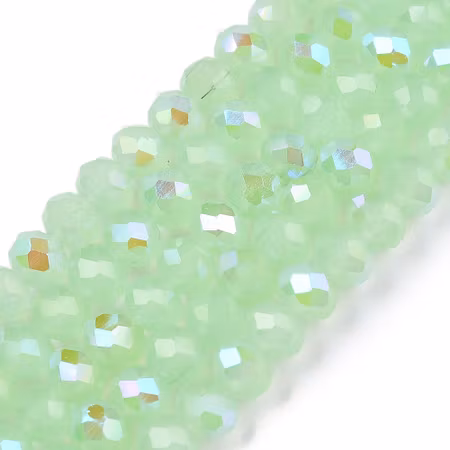 Sträng slipade glasrondeller, jadeimitation, pastellgrön, 4mm (ca 110st)