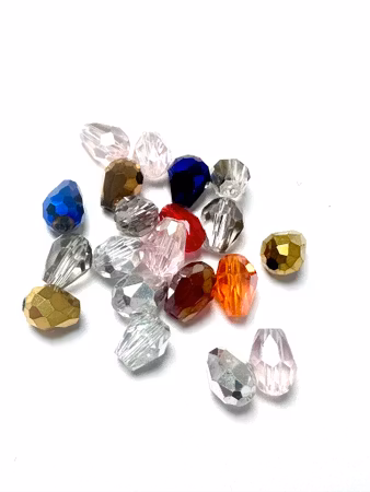 Slipade glasdroppar, mix, elektropläterade. 8x6mm (20st)