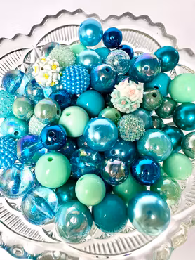 Stora pärlor till penna, turquoise love, 15-20mm (10st)