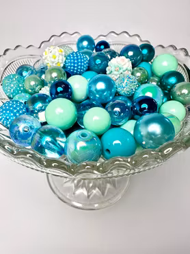 Stora pärlor till penna, turquoise love, 15-20mm (10st)