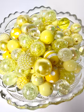 Stora pärlor till penna, smashed lemons, 15-20mm (10st)