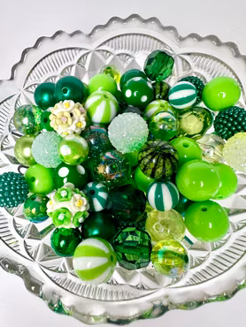 Stora pärlor till penna, green life, 15-20mm (10st)