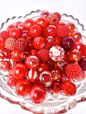 Stora pärlor till penna, lady in red, 15-20mm (10st)