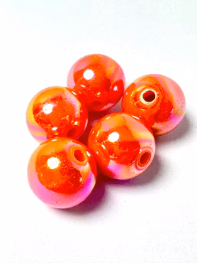 Stora pärlor, coral rainbow, 16mm (5st)
