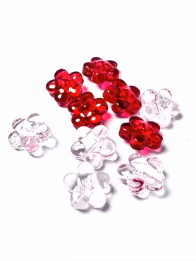 Blommor av glas, pinkred, 12mm (10st)