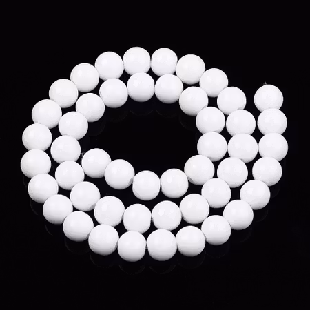 Sträng med glaspärlor, blank snöboll, 8mm (51-53st)