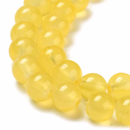 Sträng med glaspärlor, Jadeimitation, gullis, 8,5mm (100st)