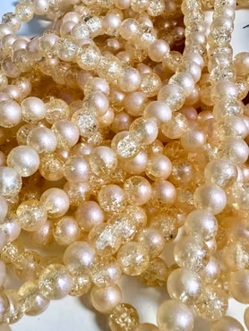 Glaspärlor 8mm runda på sträng supernova golden grapefruit 100st