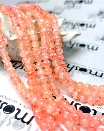 Sträng med glaspärlor, Earth coral, 6mm (137st)