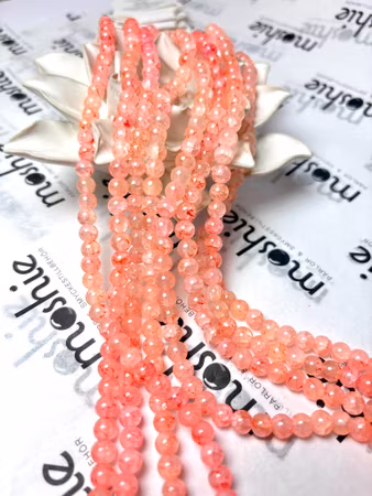 Sträng med glaspärlor, Earth coral, 6mm (137st)