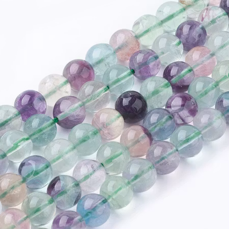 Sträng med äkta naturlig flourite, grad A, 8mm (46st)