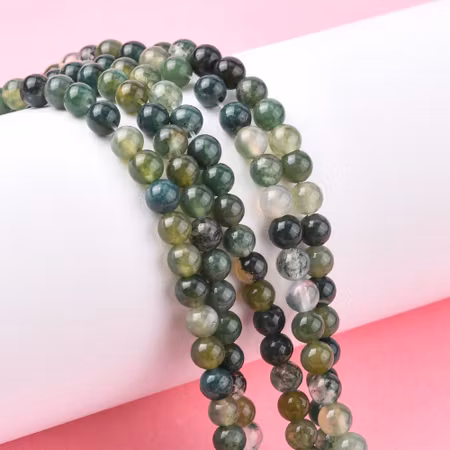 Naturlig Moss agate, sträng med pärlor på 4mm (84st)