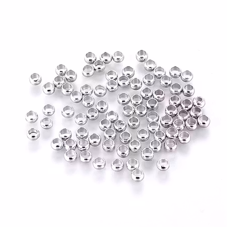 Klämpärlor med stort hål, mässing, 3mm, platinum (100st)