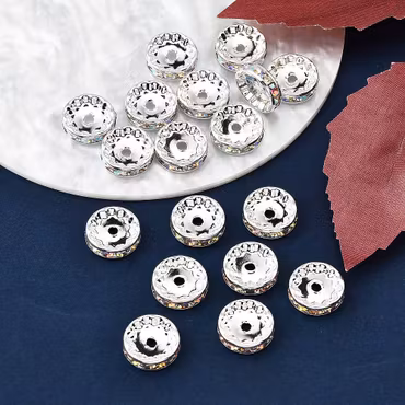 Strassrondell, 12mm, klass A, rak, AB pläterad silver, mässing (10st)