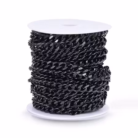 Lyxig kubansk länkkedja, till armband, rostfritt stål, gunmetal, 10x8mm (20cm)