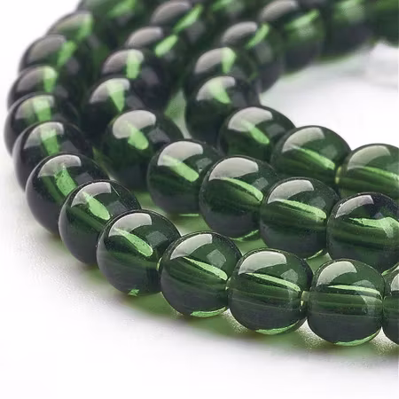 Sträng med glaspärlor, transparent, gran, 4mm (80st)