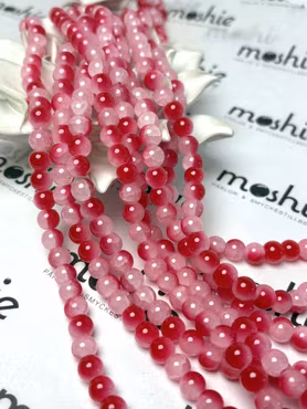 Sträng med dovt krackelerade jadeimitation av glas, christmas, 8mm (104st)