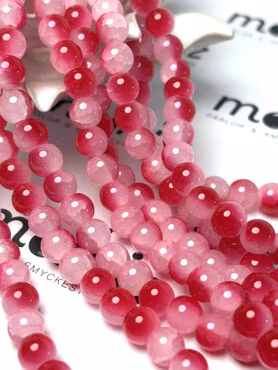 Sträng med dovt krackelerade jadeimitation av glas, christmas, 8mm (104st)