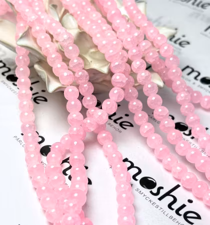 Dovt Krackelerade glaspärlor, Im so flamingo, 8mm (100st)
