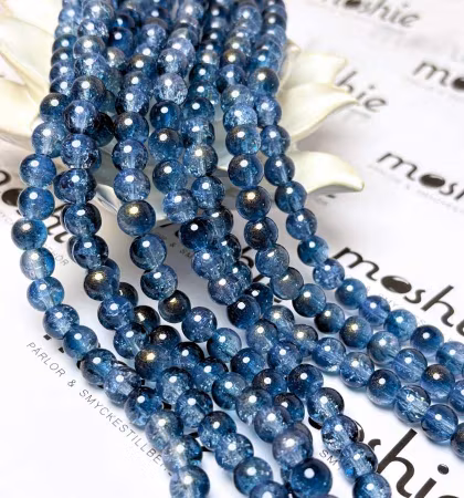 Sträng med glaspärlor, fairydust, ocean heart, 8mm (103st)