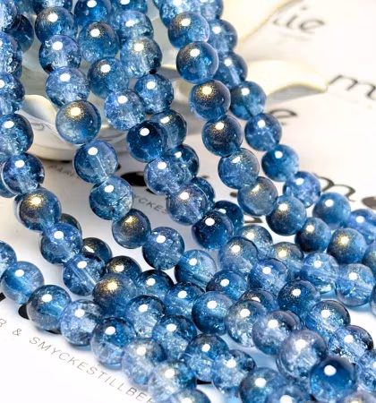 Sträng med glaspärlor, fairydust, ocean heart, 8mm (103st)