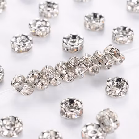 Strassrondell, 4mm, vågig, mässing, platinum, GradAAA (10st)