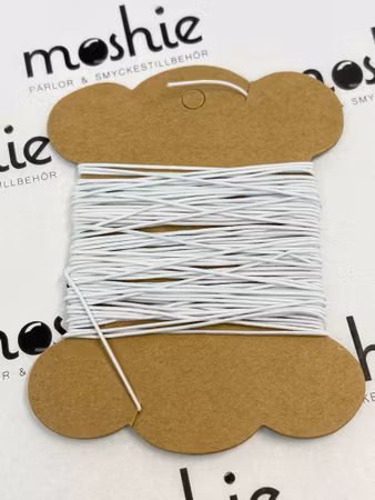Rund elastisk fibertråd, vit, 0.8mm (10meter)