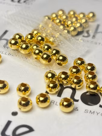 Runda pärlor, mässing, Guld, 6mm (50st)