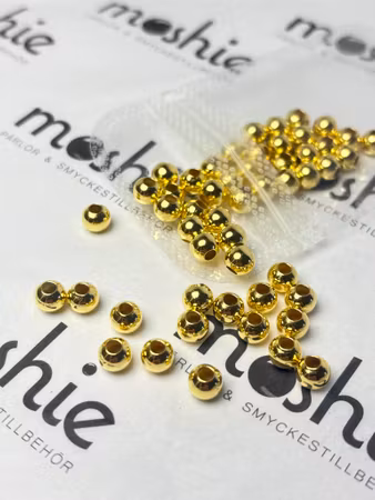 Runda pärlor, mässing, Guld, 6mm (50st)