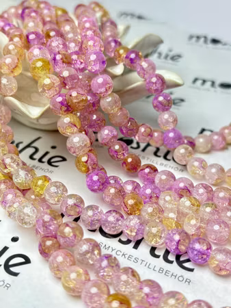 Sträng med glaspärlor, fairydust, withering orchid, 8mm (103st)