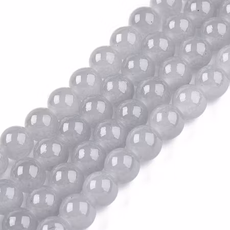 Sträng glaspärlor av jadeimitation grey dawn , 8,5mm (100st)