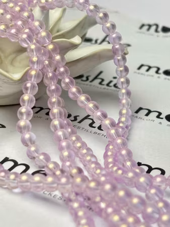 Sträng med glaspärlor, fluff cold lilac, 6mm (140st)