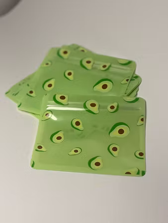 Förvaringspåsar med Avokadomotiv, ziplock påsar, 11x10cm, självförslutande 10st