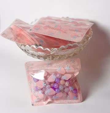 Förvaringspåsar med Jordgubbsmotiv, ziplock påsar, 11x10cm, självförslutande 10st