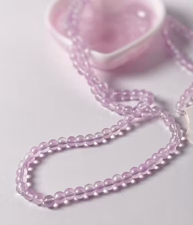 Sträng med glaspärlor, fluff lilac, 6mm (140st)