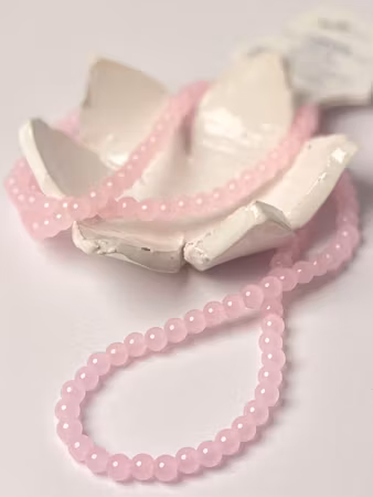 Sträng glaspärlor, jadeimitation pearl pink, 6mm (140st)